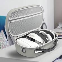 hellodigi Hộp đựng cứng cho Meta Quest 3, Quest 2, Vision Pro, Hộp đựng du lịch dung tích lớn cho tai nghe chơi game VR Oculus Quest 3 và phụ kiện bộ điều khiển cảm ứng, thích hợp để mang đi du lịch và cất giữ tại nhà - Xám - Xem 2