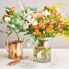 1入組花卉（插花）固定器-鐵絲插花工具,不銹鋼花卉插口蓋,可重複使用的花卉網格排列器,適用於插花瓶植物花卉固定 - 金色 - 查看 4
