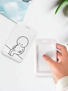 1個個性化有趣的卡通卡片套,適用於校園身份證、餐卡、公車、地鐵、門禁卡、工作證等。 - 白色 - 查看 5