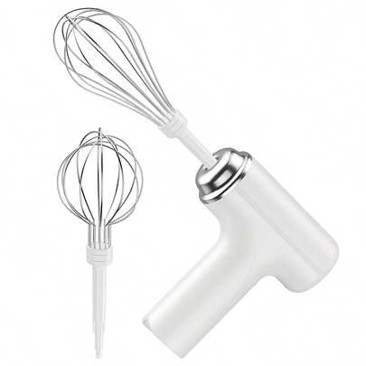 1pc Rechargeable Handheld Electric Egg Beater, Wireless Automatic Adjustable Gear Mixer
