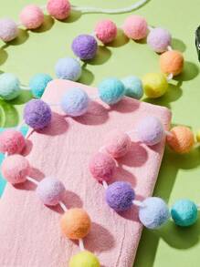 1包 - 马卡龙色彩色绒球花环，长6.5英尺，30个球，适用于狂欢节、复活节、感恩节、婚礼派对装饰 - 彩色 - 查看 5