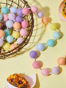 1包 - 马卡龙色彩色绒球花环，长6.5英尺，30个球，适用于狂欢节、复活节、感恩节、婚礼派对装饰 - 彩色 - 查看 4