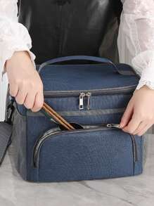 1 件保溫午餐袋適合返校季,簡單午餐袋適合學生和上班族,大容量厚鋁箔野餐袋適合戶外活動 - 藏青色 - 查看 6