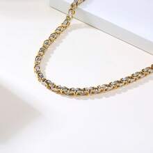 1pc 6mm Wide Men's Stainless Steel Byzantine Chain Necklace - Multicolor - View 5