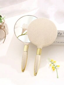 Makeup Mirror, 1Pc European Style Vintage Handle Cosmetic Mirror Handheld Mirror, Vanity Mirror, Living Room Home Bedroom Bathroom House Decor, Travel Stuff, Wedding, Party, Birthday, Gifts For Men Mom Dad Best Friends Teacher, New Years, Accessories, Funny Gift