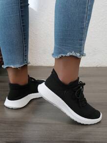 2024年春夏新款女式增高透氣跑步鞋,跳繩健身房鞋 - 黑色 - 查看 9