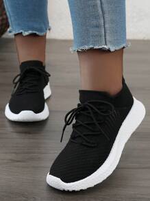 2024年春夏新款女式增高透氣跑步鞋,跳繩健身房鞋 - 黑色 - 查看 6