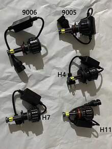 2 件裝超亮防水 Led 頭燈轉換套件 H11 9005 9006 H11 H4 汽車頭燈 Canbus 無錯誤 3 色 6 面 360 度汽車燈泡 - 黑色 - 查看 11
