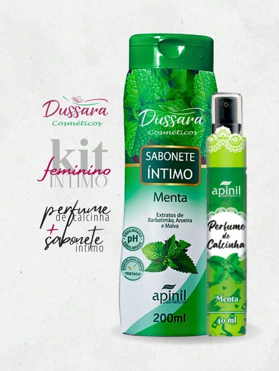 Kit Íntimo Feminino Menta Com 2 Itens (Sabonete Íntimo + Spary de Calcinha) Anti-Odor Apinil - Verde Menta - Visão 1
