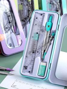 Circular Ruler Ruler Set Student Multifunctional Sets Ruler Drawing Tools Stationery Supplies,Rulers - Purple - View 3