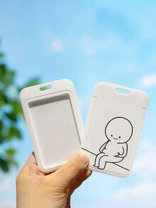 1個個性化有趣的卡通卡片套,適用於校園身份證、餐卡、公車、地鐵、門禁卡、工作證等。 - 白色 - 查看 3