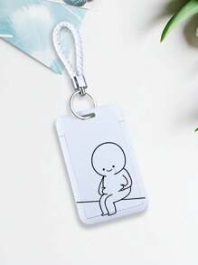 1個個性化有趣的卡通卡片套,適用於校園身份證、餐卡、公車、地鐵、門禁卡、工作證等。 - 白色 - 查看 1