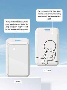 1個個性化有趣的卡通卡片套,適用於校園身份證、餐卡、公車、地鐵、門禁卡、工作證等。 - 白色 - 查看 4