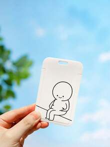 1個個性化有趣的卡通卡片套,適用於校園身份證、餐卡、公車、地鐵、門禁卡、工作證等。 - 白色 - 查看 2