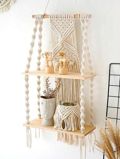 Kệ treo tường dệt thủ công theo phong cách Bohemian, thích hợp để đựng sách, chậu hoa, tinh dầu và các đồ trang trí khác, hoàn hảo cho phòng khách, phòng ngủ hoặc ký túc xá, thảm trang trí, thảm trang trí, cờ cho phòng, trang trí phòng, trang trí tường, nghệ thuật treo tường, trang trí nhà cửa, đồ dùng trong phòng, cờ cho phòng, thảm trang trí, thảm trang trí tường