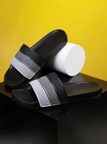Men's Spring To Summer Gradient Color Outdoor Slippers - Anti-Slip, Casual & Comfortable For Students & Daily Wear - Grey - View 3