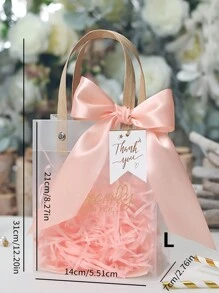 1/5/10pcs Premium Gift Bags With Thank You Hang Tag And Ribbon, Matte Finish Thick Paper Shopping Bags Back To School Valentine Day - 粉色 - 查看 2
