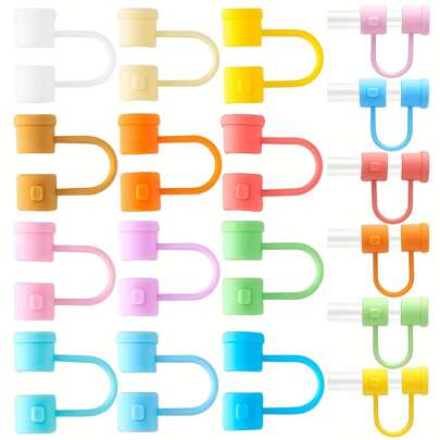 3PCS/6PCS Silicone Straw Tips Cover, Straw Cover Cap Reusable Drinking Straw Caps Colorful Dust-Proof Straw Tips Lids For 6-8mm Straws,Random 12 Colors