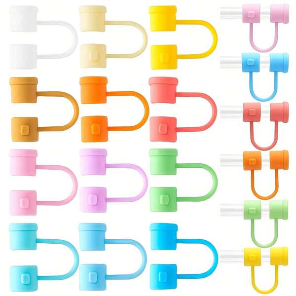 3 pièces/6 pièces Housse De Pointe De Paille En Silicone, Housse De Paille Réutilisable Capsules De Paille De Boisson Colorées Couvertures De Pointes De Paille Anti-poussière Pour Les Pailles De 6-8mm, 12 Couleurs Aléatoires