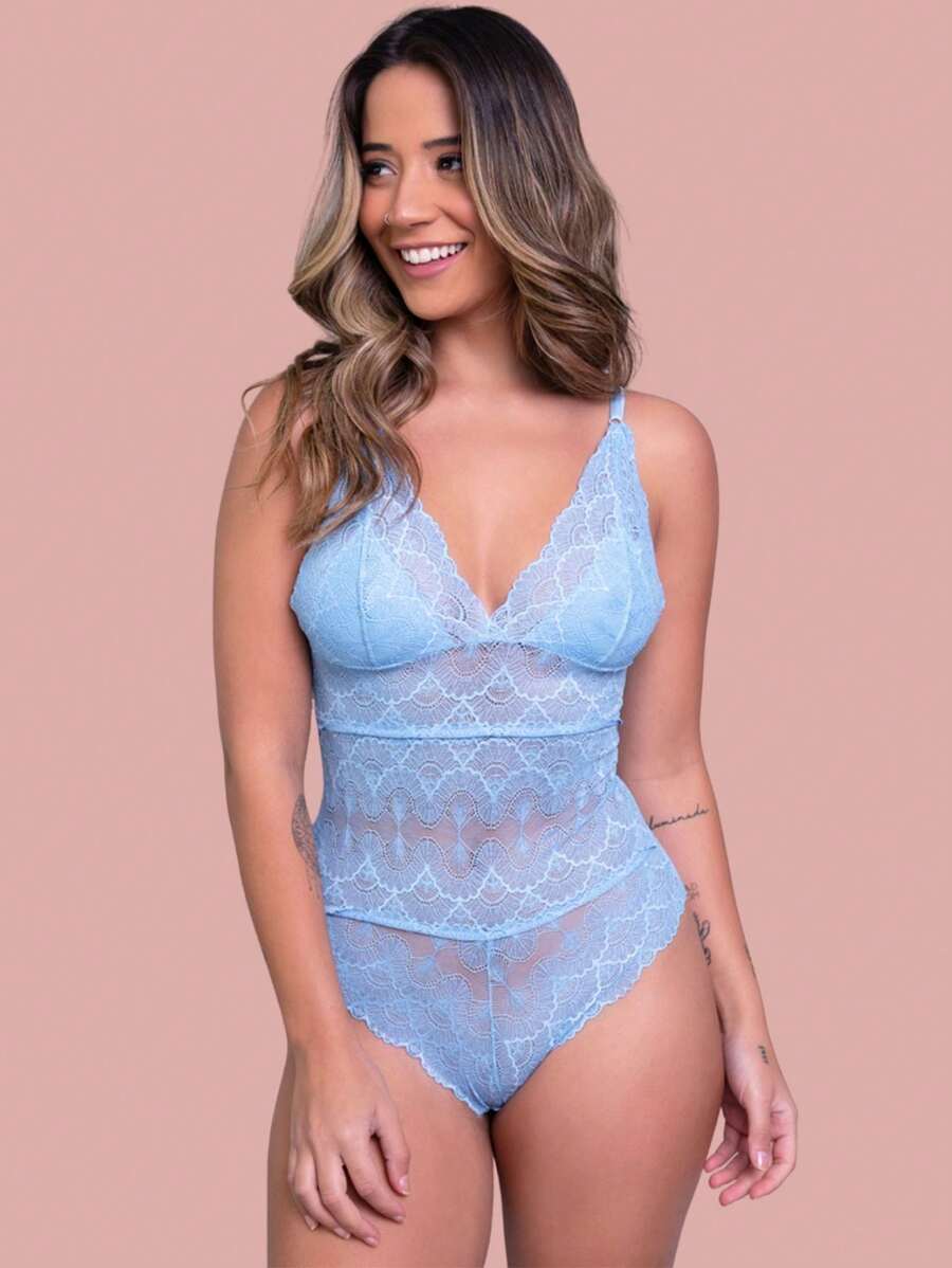 Women Sexy Bodysuits - Baby Blue - View 1