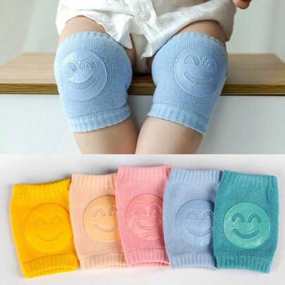 2pcs/Set Baby Knee Pads And Elbow Pads Anti-Slip Crawling Knee Protector With Faces, Warm Padded Knee Pads For Children
