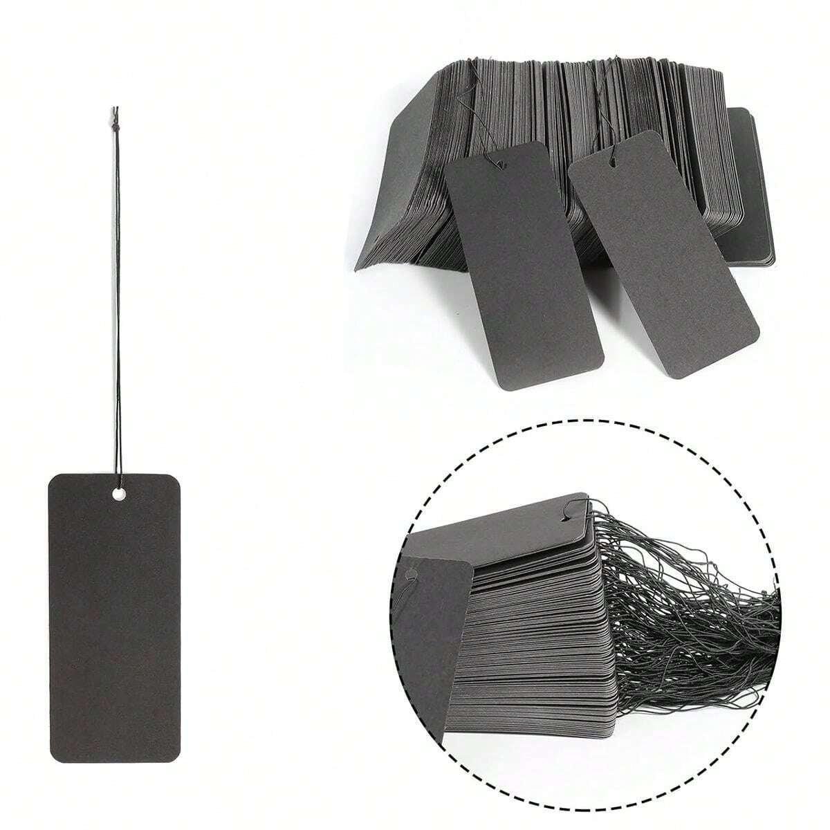 100 Pack Black Tags With String Large Price Tags With Elastic Strings