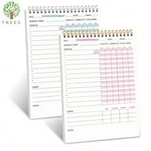 Trees 簡化版健身日誌,適用於男女- B5運動日誌/健康計劃表,日常運動記錄,記錄體重減輕,健身房,增肌,健身進度 - 藍色 - 查看 1