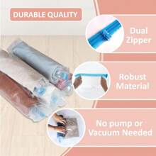 Roll Up Travel Compression Bags No Vacuum Needed For Travel Organizer Packing Travel Accessories Home Packing Organizers Vacuum Storage Bag - Clear - View 4