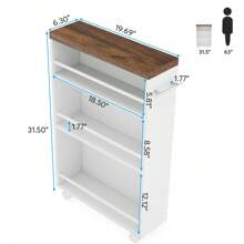 Tribesigns Slim Storage Cart, Rolling Narrow Kitchen Cart On Wheels For Small Place, 4-Tier Slide Out Slim Utility Cart Skinny Laundry Cart With Handle For Kitchen, Bathroom, Laundry - Nâu và Trắng - Xem 2