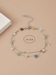 1 件女士天然鹅卵石不锈钢脚链，夏季海滩脚饰（注意：宝石大小和形状不对称，颜色可能因手工制作而有所不同，宝石数量和长度可能有所不同） - 銀色 - 查看 4