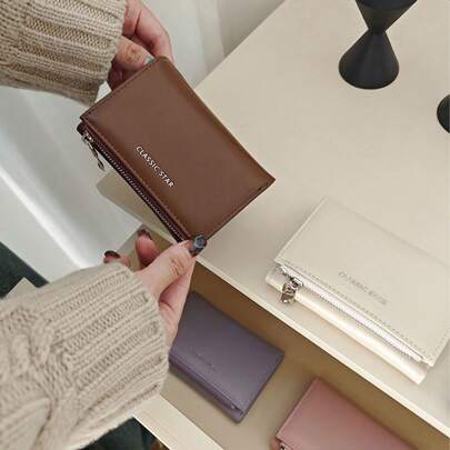 Fashionable Minimalist INS Zip Tri-Fold Women Wallet Large Capacity Card Holder And Coin For Women Wallet Purse Wallet Small Wallet