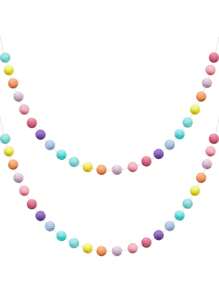 1包 - 马卡龙色彩色绒球花环，长6.5英尺，30个球，适用于狂欢节、复活节、感恩节、婚礼派对装饰 - 彩色 - 查看 2