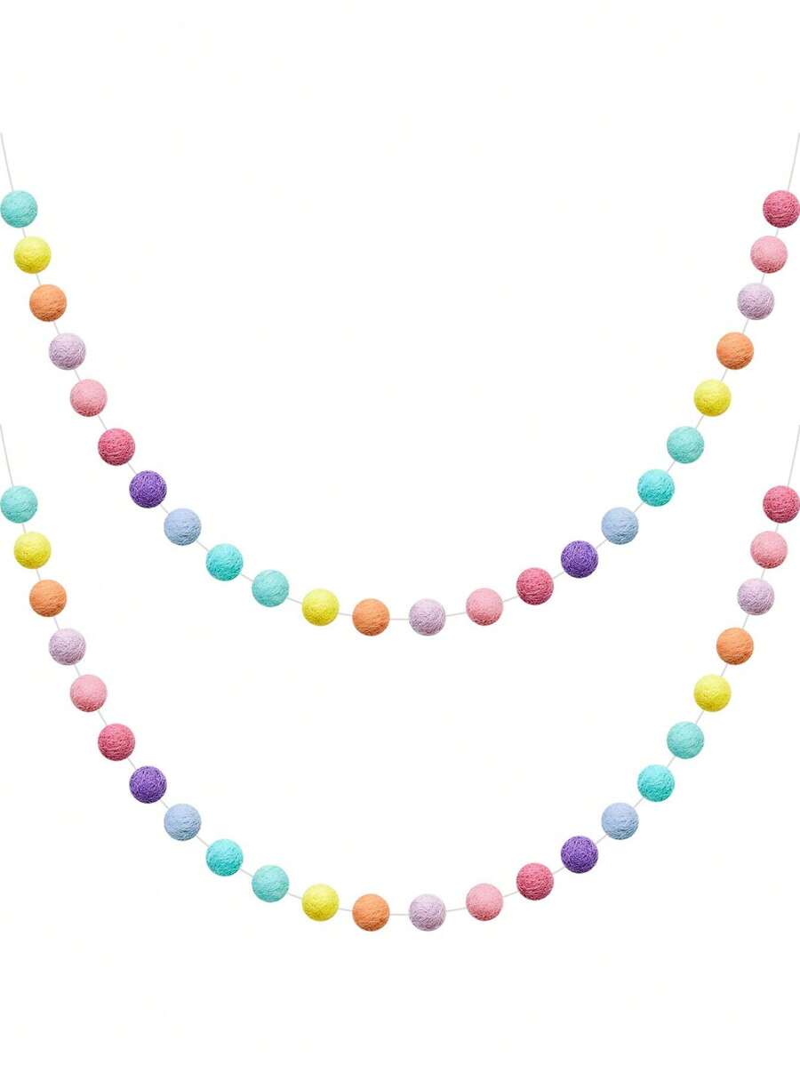 1包 - 马卡龙色彩色绒球花环，长6.5英尺，30个球，适用于狂欢节、复活节、感恩节、婚礼派对装饰