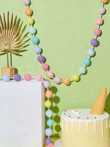 1包 - 马卡龙色彩色绒球花环，长6.5英尺，30个球，适用于狂欢节、复活节、感恩节、婚礼派对装饰 - 彩色 - 查看 3