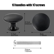 10 Tiradores De Cajones Redondos De 1,18 Pulgadas, Color Negro Mate, Para Puertas De Armarios De Cocina Y Armarios De Muebles, Adecuados Para Tiradores De Tocador