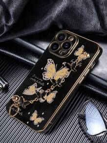 1个黑色电镀蝴蝶手链和1个黑色电镀TPU蝴蝶图案防震手机壳（兼容苹果国际版，非国内版） - 彩色 - 查看 3