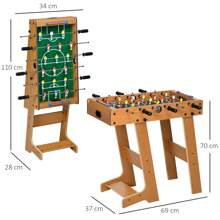 Calcio Balilla Pieghevole Compatto in Legno, Biliardino Salvaspazio con 6 Aste, 18 Giocatori e Segnapunti, 69x37x70cm - Beige - Visualizzare 8