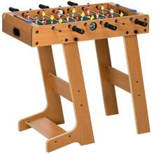 Calcio Balilla Pieghevole Compatto in Legno, Biliardino Salvaspazio con 6 Aste, 18 Giocatori e Segnapunti, 69x37x70cm - Beige - Visualizzare 7
