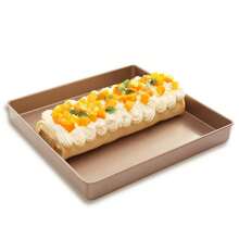 加厚11英寸正方形烤盤,防黏蛋糕捲、牛軋糖、曲奇烘焙模具,適用於烤箱,28*28cm - 金色 - 查看 4