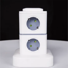 1pc Vertical 2-Layer Overload Protection 8 Outlets 10a 1.8m Power Strip With European Standard Plug - White - View 2