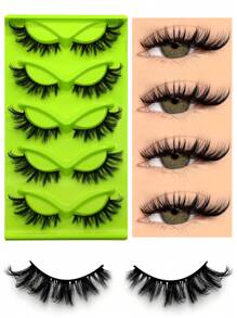 GROINNEYA Cat Eye Lashes 5 Pairs Faux Mink Eyelashes Fox Eye Lashes Winged Lashes Natural Look Wispy Mink Eyelashes Full Strip Lashes Makeup(3DMAO-09) - Black - View 1