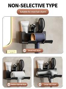 1pc Hair Dryer Storage Rack Without Punching, Free Your Hands In The Bathroom - Black - View 4