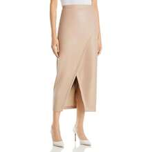 Enza Costa 青少年女款皮革中长裹身裙 - 油灰 - 查看 1