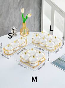 1套，帶蓋和手柄的分隔式食品盤-零食盒子，用於攜帶式點心盤，透明糖果、水果、堅果、零食組織者-最適合聚會和娛樂活動 - 白色 - 查看 4