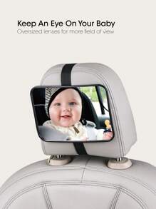 1pc Square Baby Car Mirror - Black - View 7