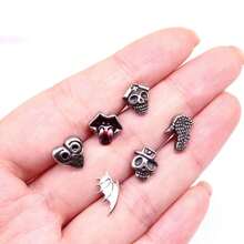 1 Miếng Phong cách Gô-tích Đinh tán lưỡi Đối với Cả hai Nam Và NỮ , Thích hợp Đối với Mặc hàng ngày Và Kỳ nghỉ - Bạc - Xem 2