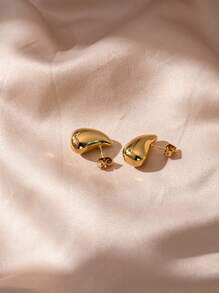 1 đôi Premium & Tối giản Thiết kế Giọt nước & Gầy Cong Hình dạng Thép không gỉ Mạ vàng Bông tai stud , Thích hợp Đối với Mặc hàng ngày NỮ - Loại C - Xem 4