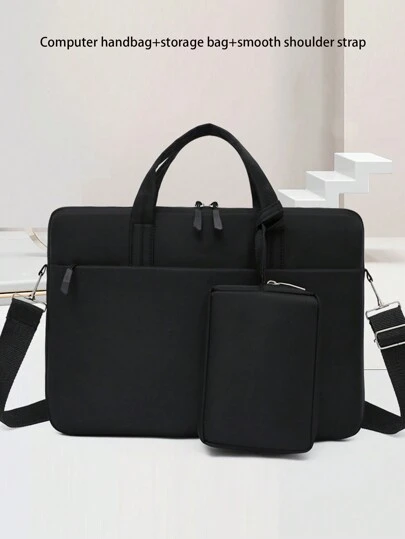 两只装纯色多功能笔记本电脑包，轻便易携，经久耐用，简约时尚，可容纳最大 14 英寸的笔记本电脑。适合教师使用，可作为礼物、文具包或教师感谢包。也适合大学生、返校季、课堂使用，可用作笔记本电脑包、书包和圣诞礼物。