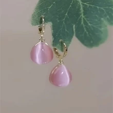 1 对泪滴双面猫眼石耳环，简约设计，别致，轻巧奢华耳环，2024 年新品 - 綠色 - 查看 3