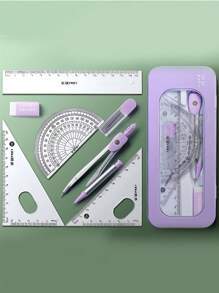 Circular Ruler Ruler Set Student Multifunctional Sets Ruler Drawing Tools Stationery Supplies,Rulers - Purple - View 1